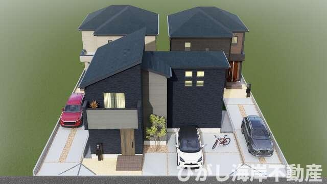平塚市東中原2丁目　新築戸建　全3棟の外観パース| イメージパスですので実際のものと多少異なります。