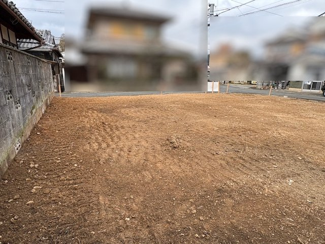 建築条件付き売土地●敷地約５０坪の角地●間取り図は変更可能●南丹市園部町美園町２号の外観|現況更地(２０２６年２月撮影)