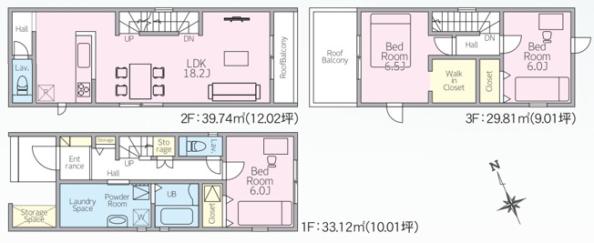 【間取り】 | 高崎市上和田町　新築住宅 | 駐車スペースを確保しながらも、生活動線◎な居住空間が魅力の3階建て物件です♪