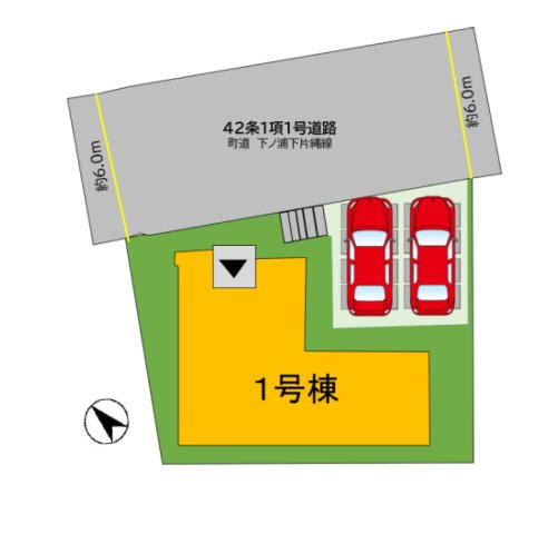 那珂川市片縄東1丁目第4-1棟（1号棟）の区画図|配置図（１号棟）