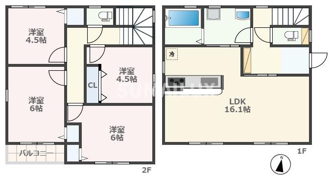 熊本市中央区出水６丁目の一戸建ての間取り