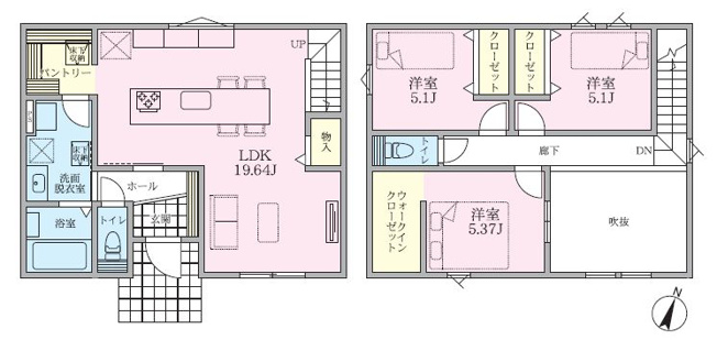 【参考プラン】 | 杉並区永福２丁目　建築条件付き売地 | 開放感いっぱい吹抜けLDK、そして収納豊富な3LDKのプラン