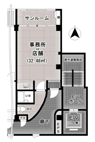 大阪市中央区西心斎橋２丁目の店舗事務所の間取り