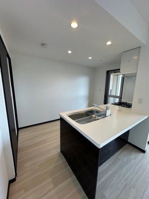 【キッチン】 | リバーガーデンKashima | キッチンにはバルコニーへ出入りが出来る勝手口付き！調理中の換気はもちろん、家事の合間に外の空気を吸ってホッと一息リフレッシュも。