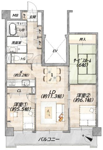 エクレール台原の間取り