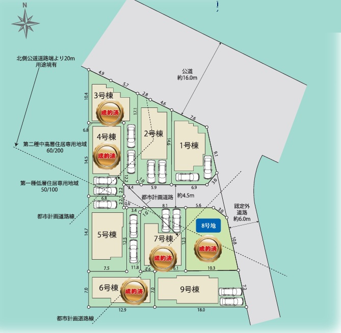 仲介手数料無料　TIARA　東村山市恩多町6期　全9棟　の区画図