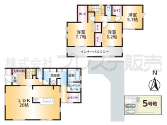 【間取り】 | 大和郡山市九条町の新築一戸建 全１１区画 | ５号地間取図