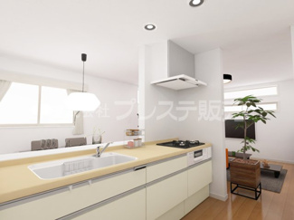 【キッチン】 | 大和郡山市九条町の新築一戸建 全１１区画 | ５号地キッチン完成イメージ／人気の対面キッチン♪