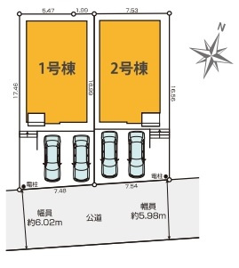 入間市大字小谷田の新築一戸建の区画図