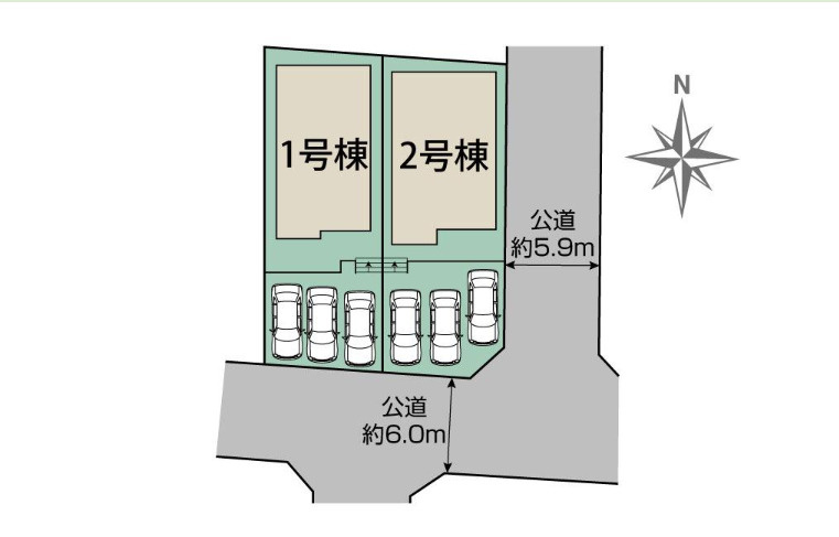半田市花田町1丁目【2号棟】新築戸建ての区画図