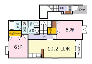 広島市安佐北区亀山６丁目のアパートの間取り