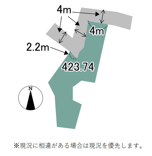 売土地　伊豆市修善寺の土地図|120坪以上の広さがあり、いろいろな用途に活用できる土地です。