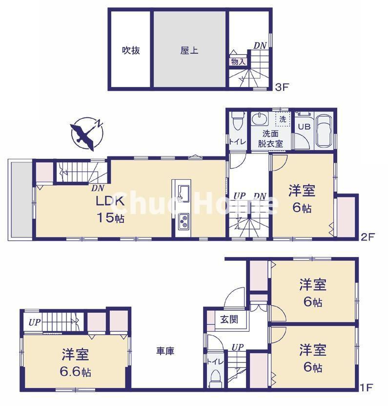 江戸川区松江5丁目中古住宅の間取り|全室6帖以上・4LDK・カースペース。新規リフォーム施工が完了致しましたのでいつでも内覧が可能です。既存住宅売買瑕疵保険加入物件ですのでご購入後も安心して暮らせます。