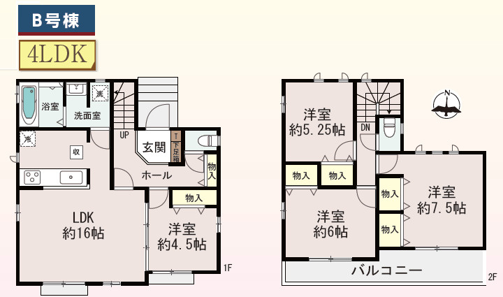 明石市大久保町高丘１丁目（全2棟）Ｂ号棟の間取り|4LDKです。