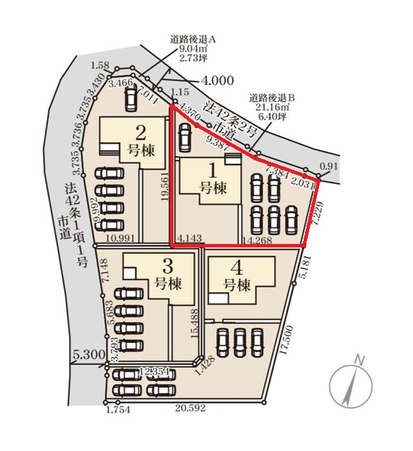 リーブルガーデン  第1笠間市南友部　1の区画図|5台駐車可能です。気になる他の物件と合わせての現地ご案内も可能です。HPから、またお電話でも、お気軽にお問い合わせください。

