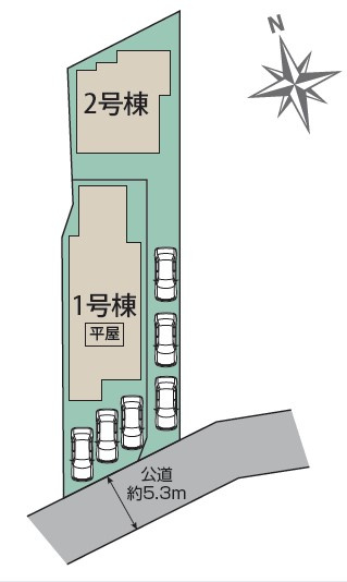 平塚市四之宮2丁目　平屋の新築戸建の区画図
