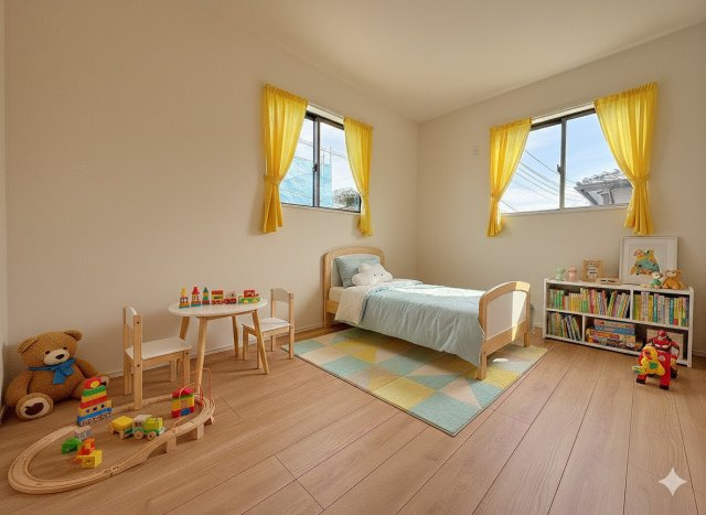 三郷市上彦名　新築戸建　全1棟　A号棟の子供部屋|現況の物件写真にCGによる画像処理を行っています。家具、家電、小物、カーテン等はイメージはCGです。