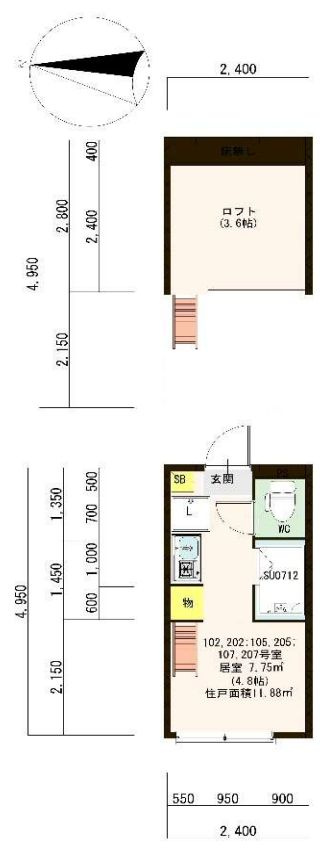 ハーモニーテラス和田Ⅱの間取り|使用目的色々♪ロフト付です★