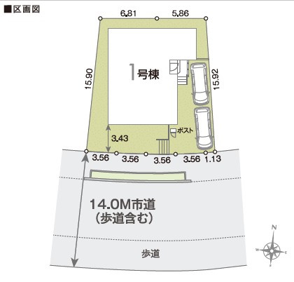 平塚市めぐみが丘1丁目　平屋の新築戸建　の区画図