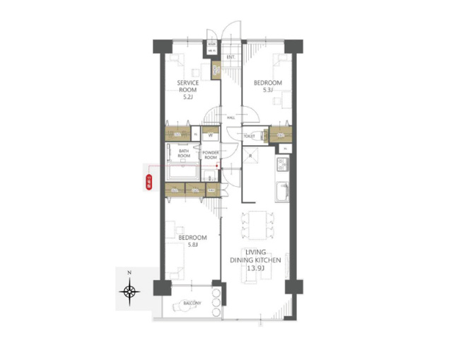 【間取り】 | ライオンズマンション徳丸　（成増店） | アフターサービス保証や24時間365日緊急対応サービスなど充実したサービス保証付き
※図面を基に作成しています。現況と異なる場合は現況を優先いたします。