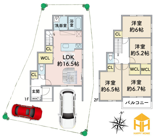 伊丹市南野北3丁目新築一戸建て│4LDK+駐車2台可(車種制限有)の間取り|※現況と図面が異なる場合現況を優先いたします。
