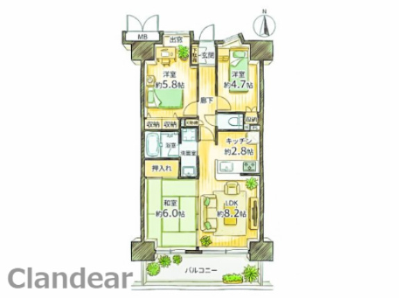 ダイアパレス四ツ木のその他|リビング隣接の和室の間仕切りを開放すると広々空間となります。ゆったりと暮らせます♪