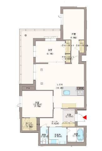 熊本市中央区新大江１丁目の賃貸マンションの間取り