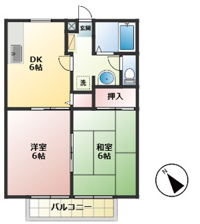 【間取り】 | モンブランソレジオ　A | 2DK