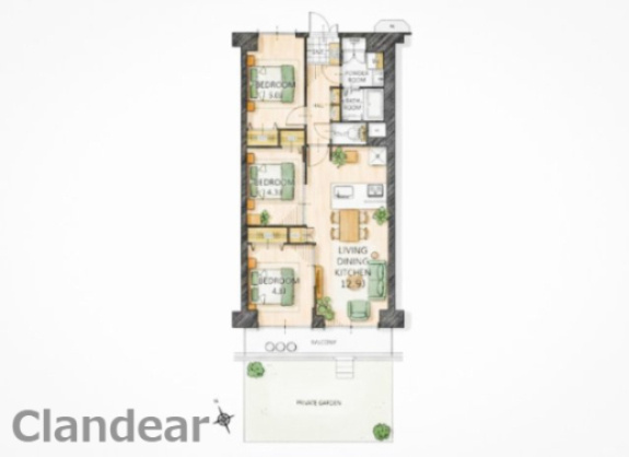 ニューライフマンション小台橋の間取り|1階住戸には専用庭付き。外からの視線が気になりにくく、落ち着いた暮らしを安心して楽しめます