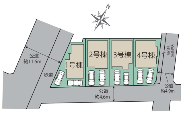 【区画図】 | 福岡市南区弥永1丁目　4号棟（全4棟）【仲介手数料無料・0円】 | 区画図です。4号棟