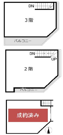 天神橋3丁目連棟（角）の間取り