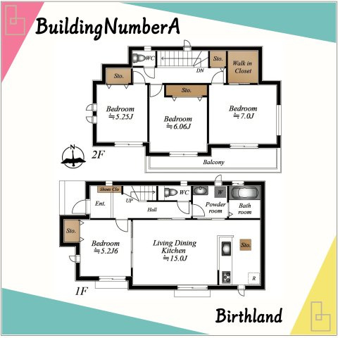 新築戸建・新築建売　福島市丸子　鎌田小学校・北信中学校の間取り|【4LDK+WIC】全室南向きで陽当たり良好◎洗面室は一珍と廊下から移動ができ家事動線が取りやすい！