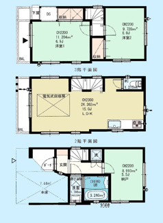 【間取り】 | 渋谷区本町2丁目 | 随所にゆとりを感じる車庫付き３ＬＤＫです。お子さまも憧れの個室が持てます。ただ暮らすだけでなく、快適さを求めて毎日気持ちの良い日々を。