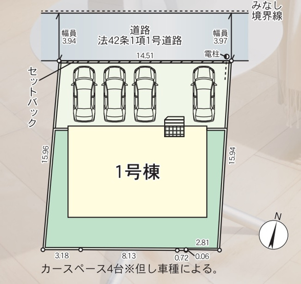 【区画図】 | 福岡市南区老司3丁目第15・平屋　1号棟（全1棟）【仲介手数料無料・0円】 | 区画図です。1号棟