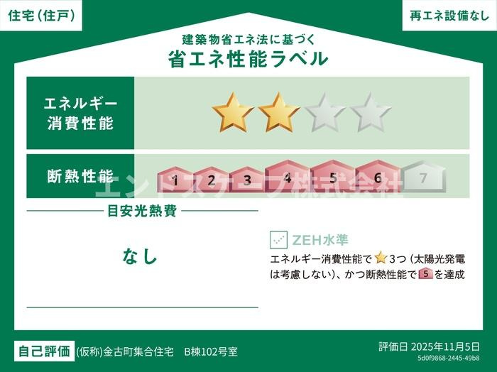 RELUXIA　Bの省エネ性能ラベル|高崎、前橋のお部屋探しはエンドスケープまで！お客様の理想お聞かせ下さい♪