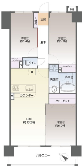 【間取り】 | アンピール教育大前 | 10階南西向きの3LDKで眺望・陽当り良好です！2月にリフォーム済みで気持ちよく新生活を始められます