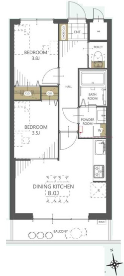 【間取り】 | クオリティ大山 | 南向きのお部屋なので、陽当たり・通風良好です！