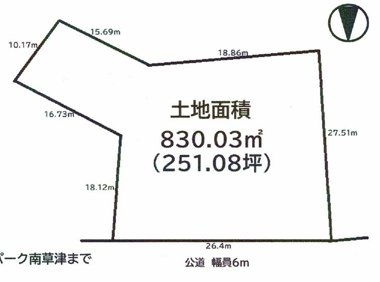草津市南笠町　建築条件無し売土地の土地図