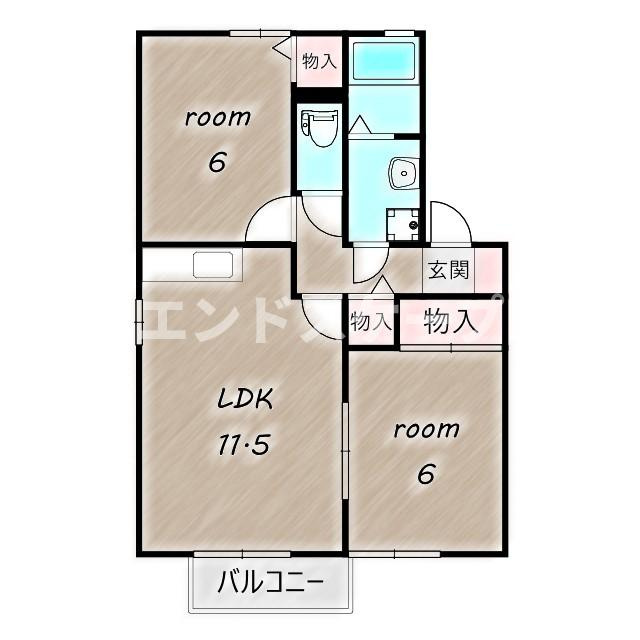 サンライズヒル　Ｃの間取り|高崎、前橋のお部屋探しはエンドスケープまで！お客様の理想お聞かせ下さい♪