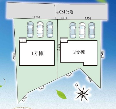 ★★南城市玉城糸数４期全２棟－2号棟の区画図|3台