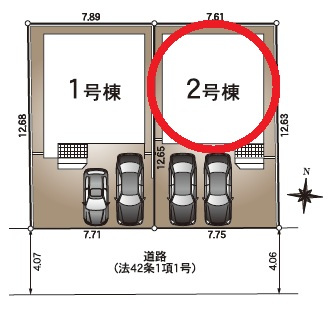 岡崎市上地町第8　新築分譲住宅　全2棟　2号棟の区画図