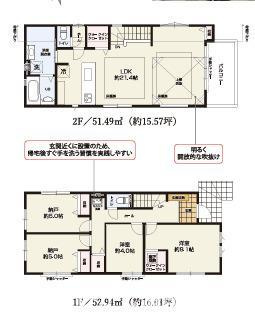 茅ケ崎市高田４丁目　新築戸建　全4棟の間取り|2LDK+2S