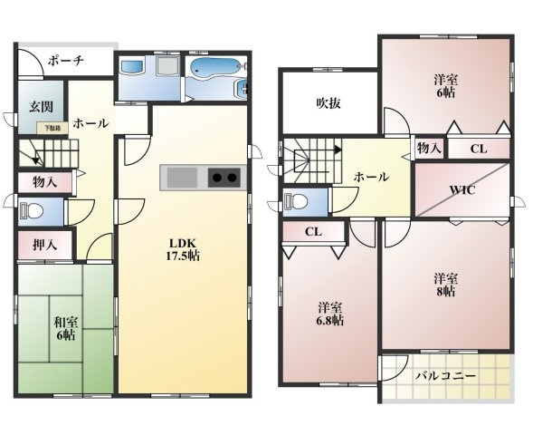 安城市里町１丁目　中古戸建の間取り|4LDK・全室6畳以上のゆとり設計