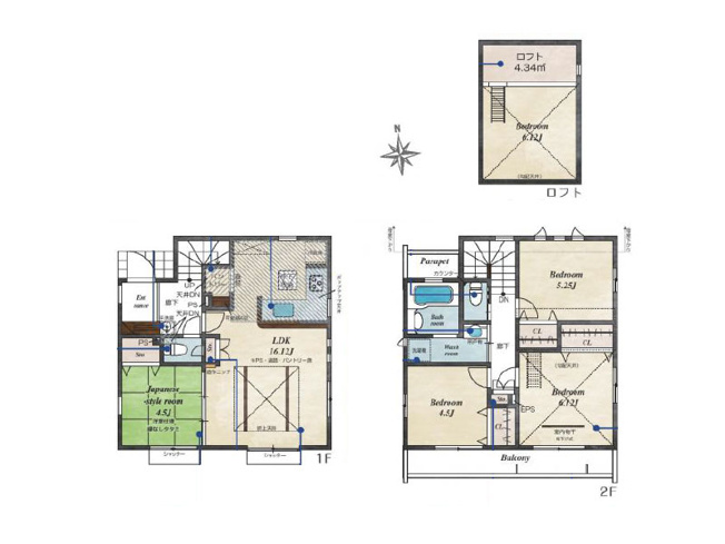 【間取り】 | 西東京市泉町3丁目　新築一戸建住宅　全16棟　(保谷店) | 9号棟/ロフト・パントリー付4LDKゆとりの住まい。洗面室、浴室、バルコニーが2階にまとまり洗濯動線良好です！※図面を基に作成しています。現況と異なる場合は現況を優先いたします。