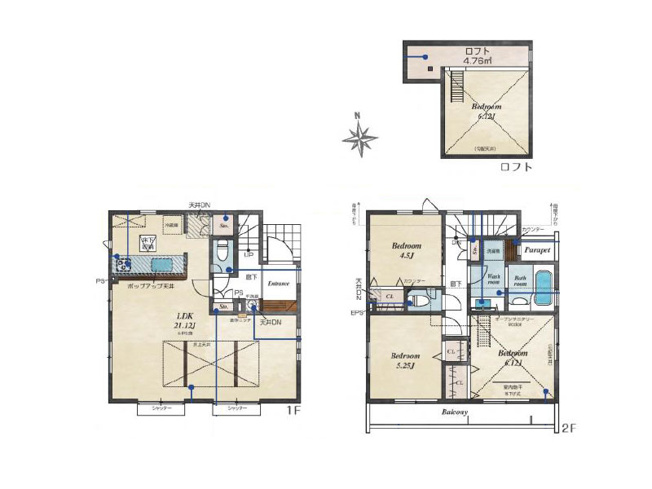 【間取り】 | 西東京市泉町3丁目　新築一戸建住宅　全16棟　(保谷店) | 10号棟/ロフト付3LDKゆとりの住まい。洗面室、浴室、バルコニーが2階にまとまり洗濯動線良好です！※図面を基に作成しています。現況と異なる場合は現況を優先いたします。