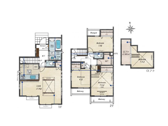 【間取り】 | 西東京市泉町3丁目　新築一戸建住宅　全16棟　(保谷店) | 11号棟/3LDKゆとりの住まい。納戸やロフトなど収納が多く、スッキリ暮らしやすいです！※図面を基に作成しています。現況と異なる場合は現況を優先いたします。