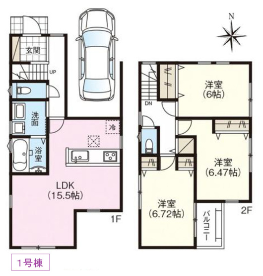 【間取り】 | 東大阪市鴻池町1丁目　【1号棟/全2棟】 | 【1号棟/全2棟】全洋室の3LDK♪玄関電子キーシステム・浄水器・浴室乾燥機完備☆食洗機等のオプションもございます♪バルコニー南向き☆1階、南ガーデニングスペースあります☆