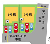 南区屋形原１丁目２期　2号棟の区画図