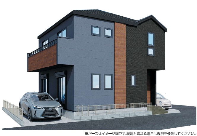 平塚市桃浜町　新築戸建ての外観パース