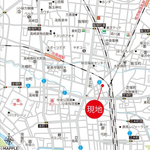 【中古】高崎市末広町　２LDKの地図